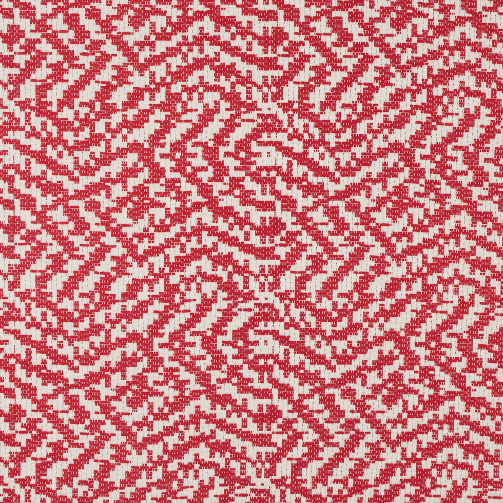 Ivory/Fiery Red Abstract Cotton Brocade