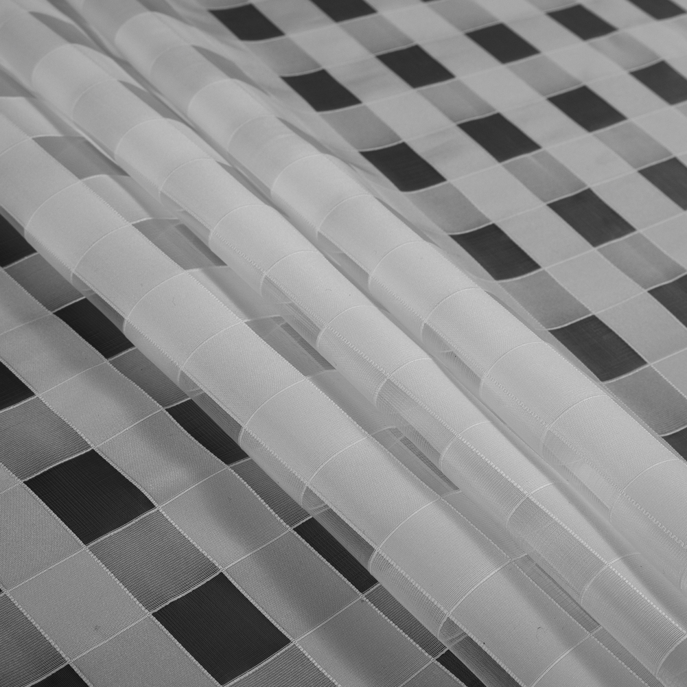Italian White Checkered Organza - Folded