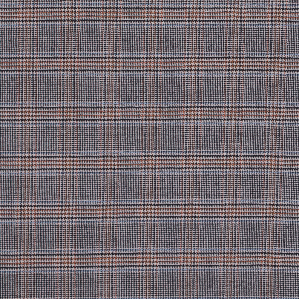 Black/Aqua/Orange Glen Plaid Wool Suiting