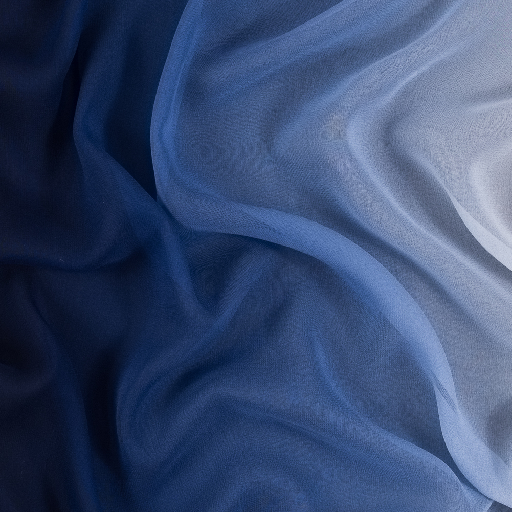 Blue and Ivory Ombre Silk Chiffon