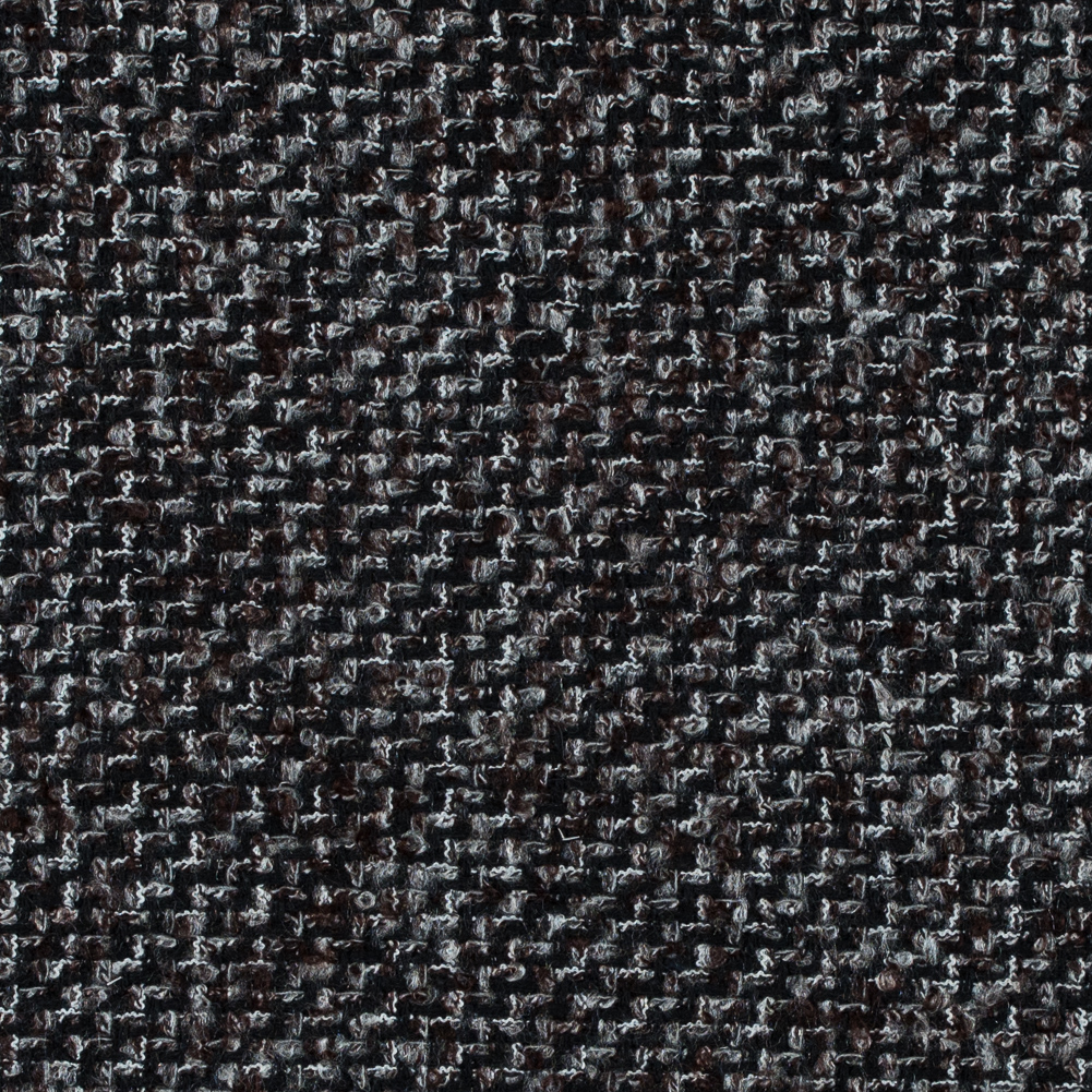 Black, Brown and Gray Boucled Wool Tweed