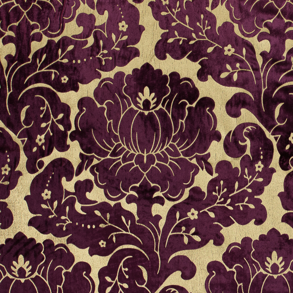 Royal Purple Damask Velvet with All-over Royal Gold Foil