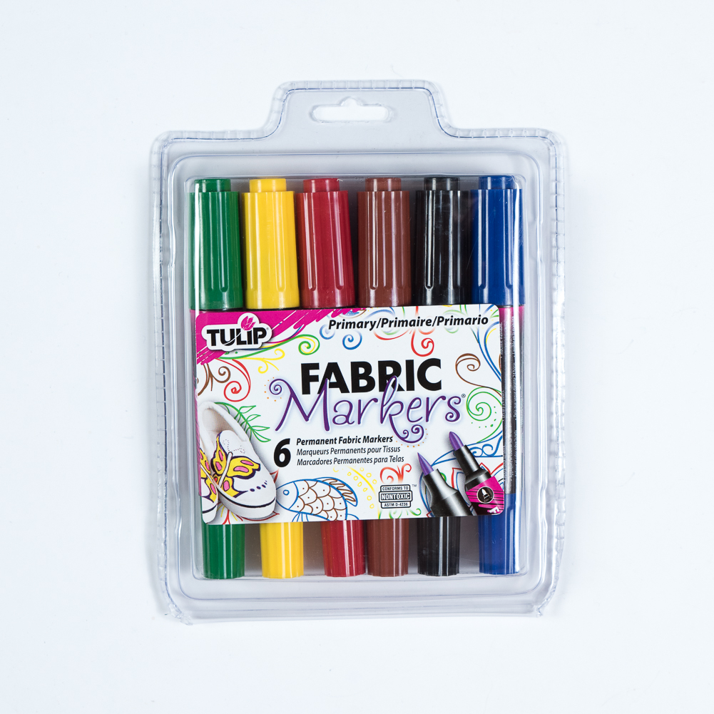 Tulip Dual Tip Primary Color Fabric Markers - 6-Pack