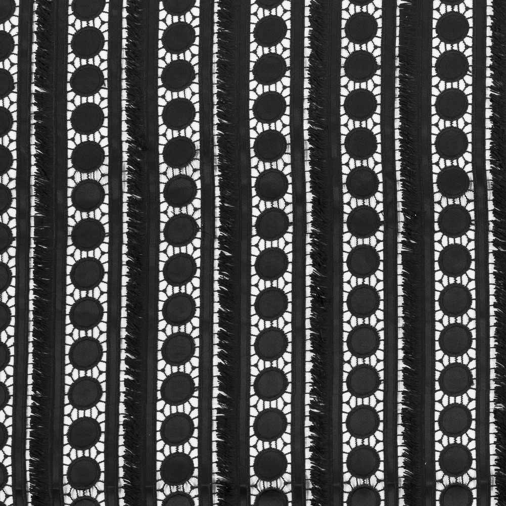Black Geometric Fringed Guipure Lace