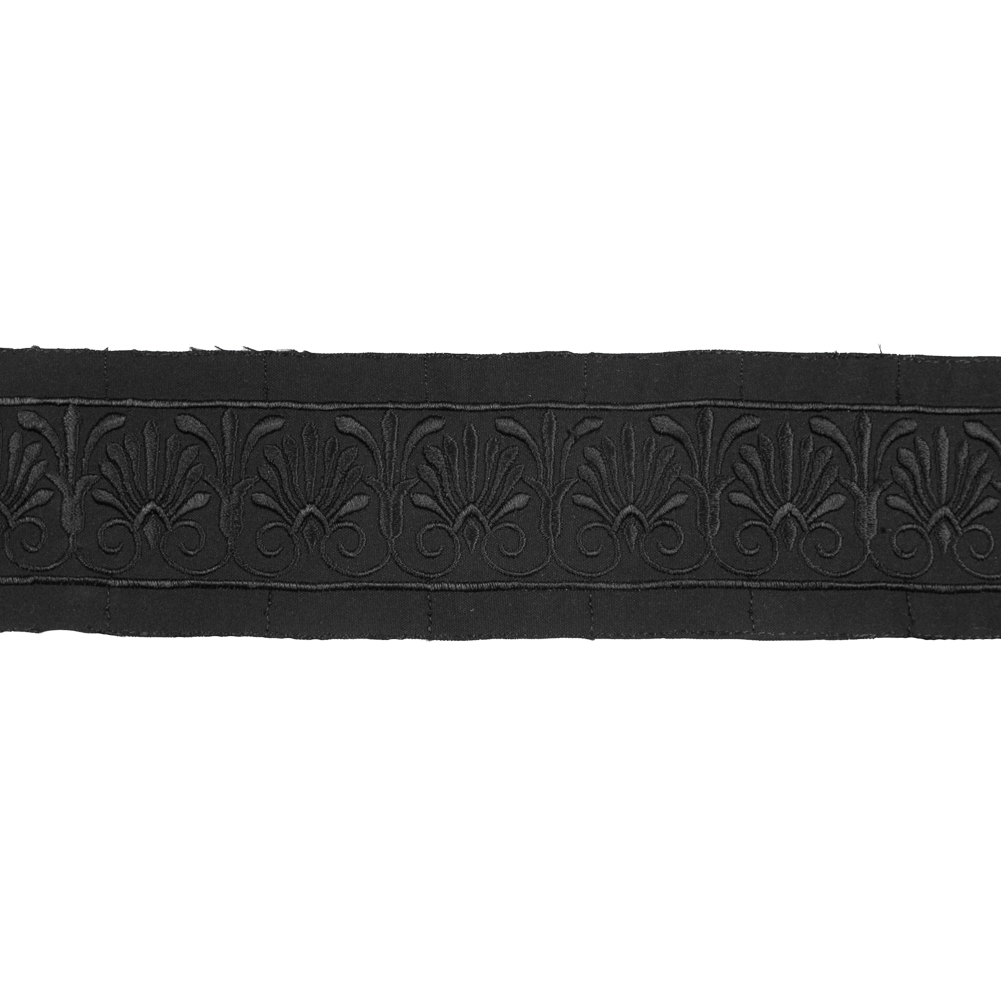 Black Classically Embroidered Trim - 2.5