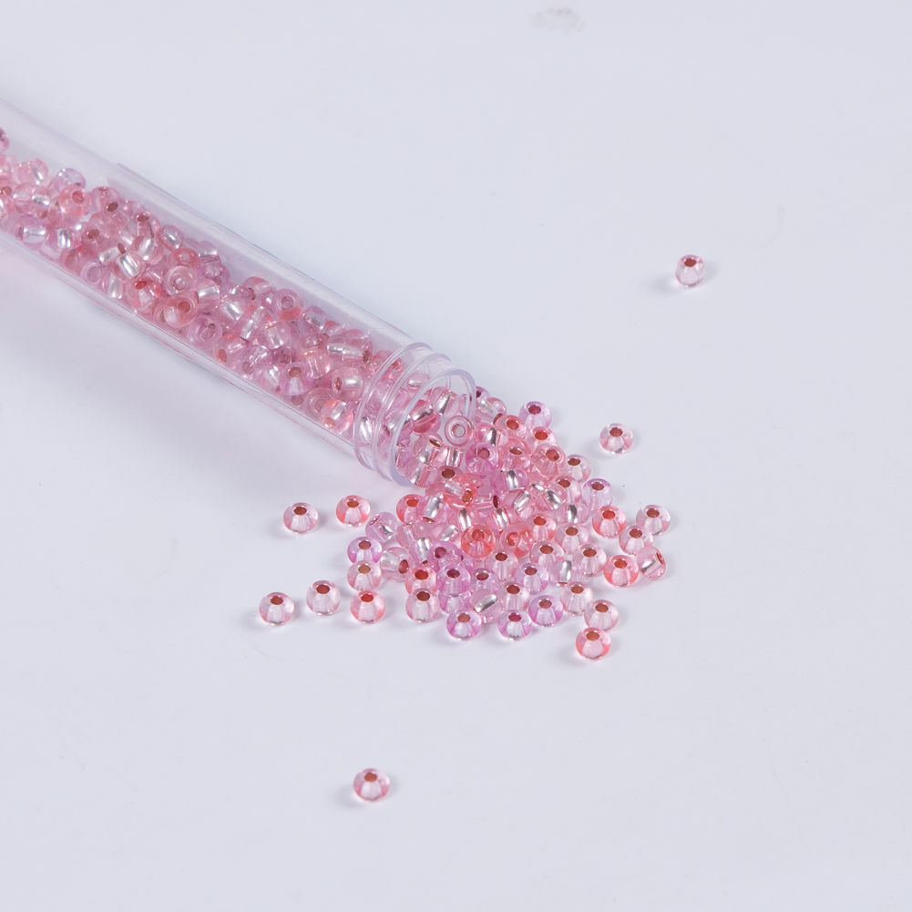 Silver Lined Pink Czech Seed Beads - Size 6