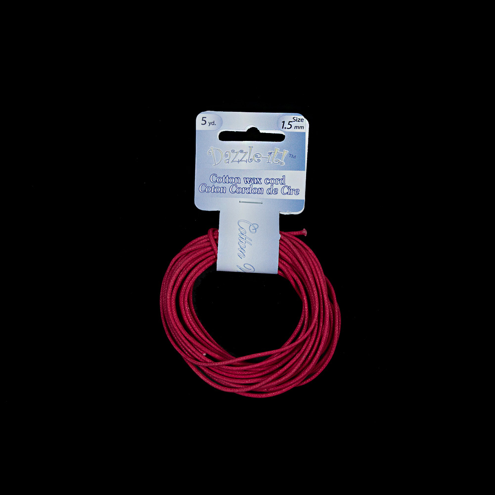 Dazzle-It Neon Pink Cotton Wax Cord - 1.5mm