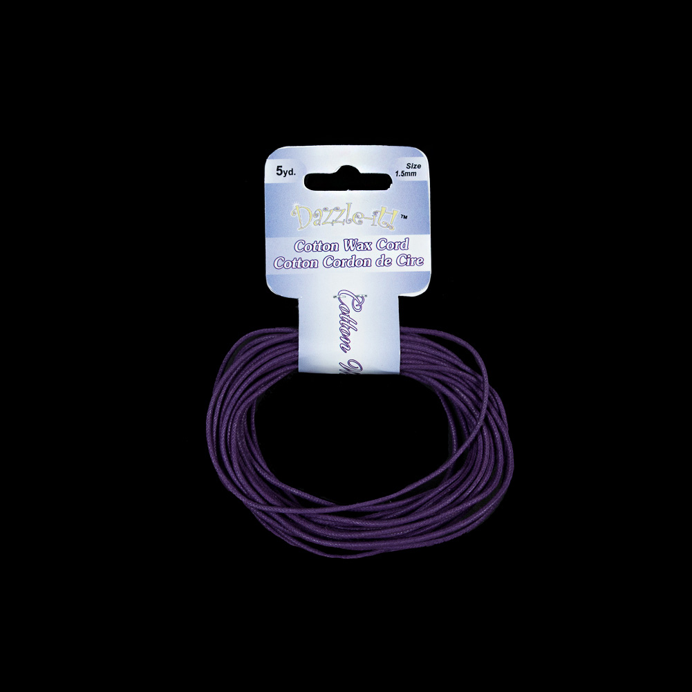 Dazzle-It Purple Cotton Wax Cord - 1.5mm