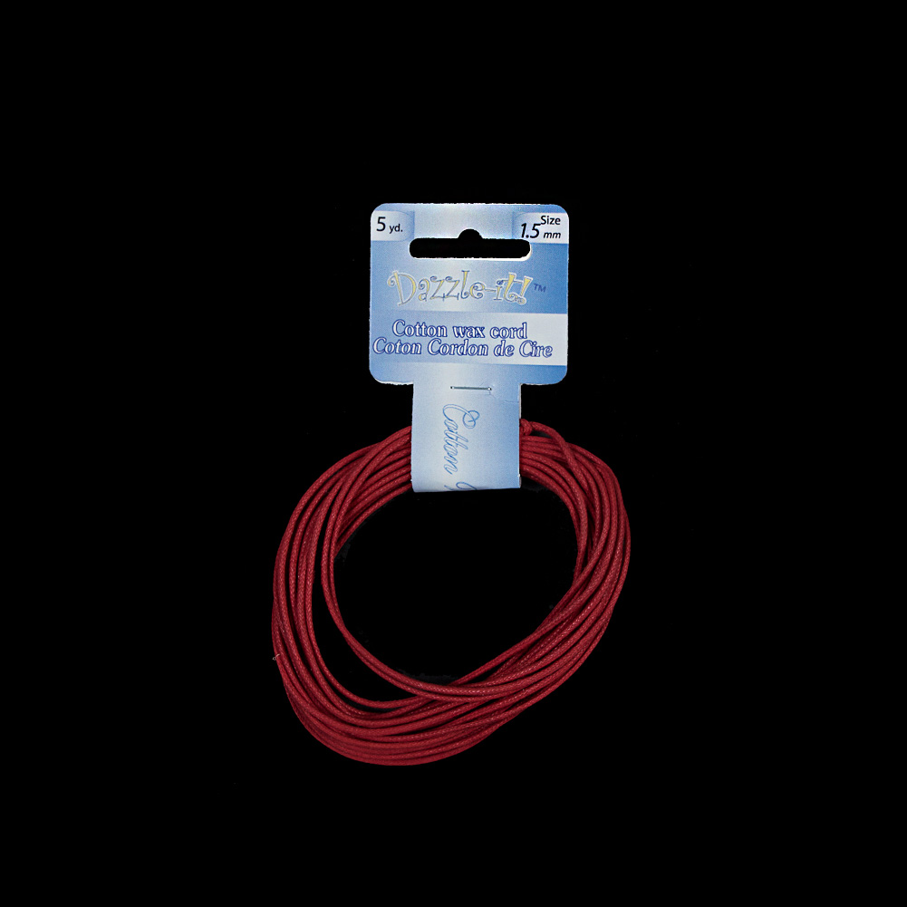 Dazzle-It Italian Red Cotton Wax Cord - 1.5mm