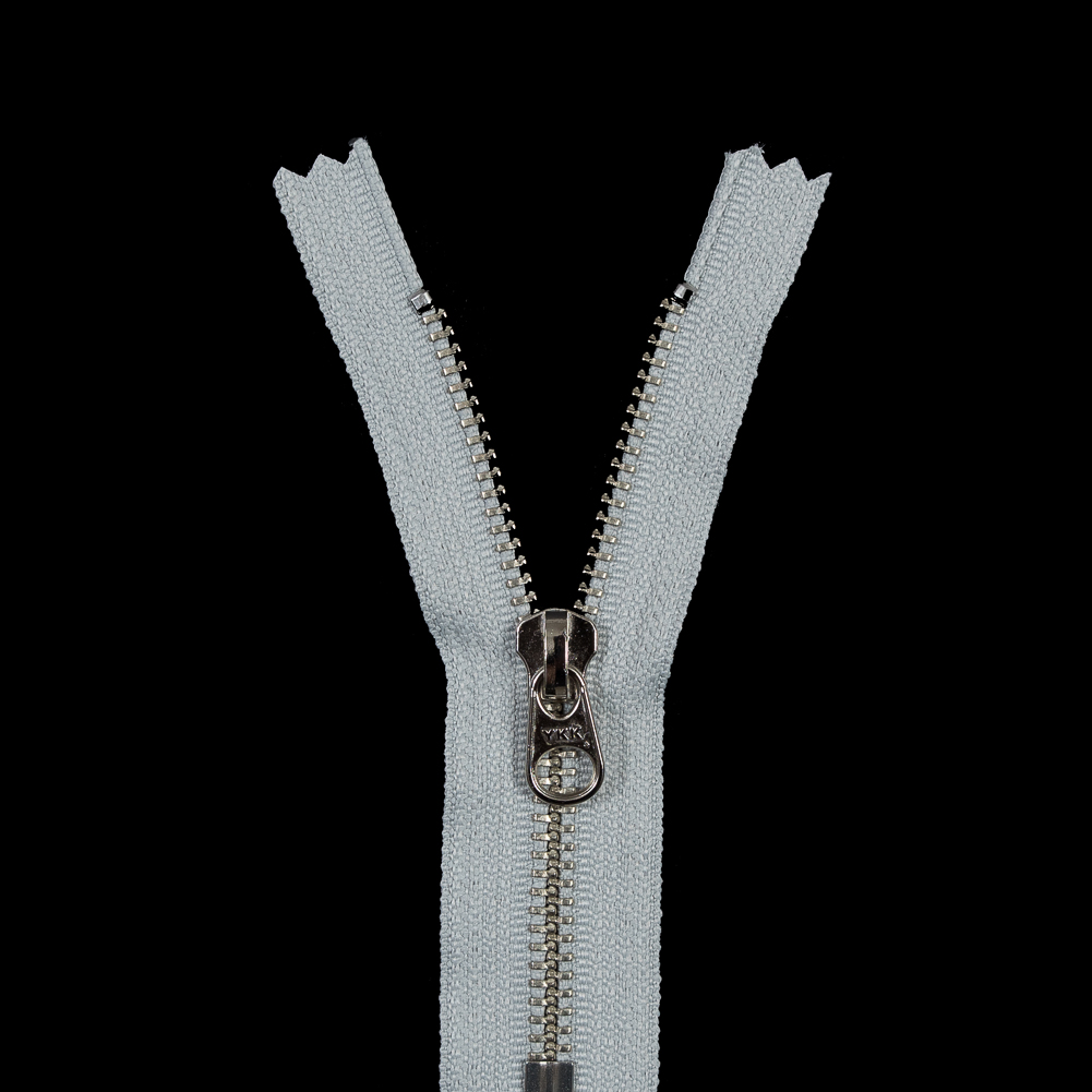 Light Gray Metal Closed Bottom Zipper with Silver Teeth - 4.5