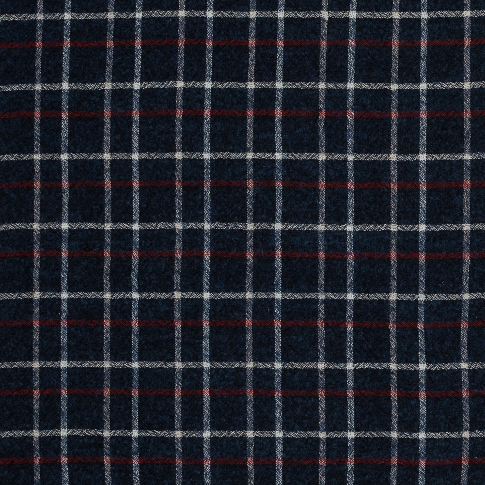 Sea NY Italian Red, White and Blue Plaid Wool Blend