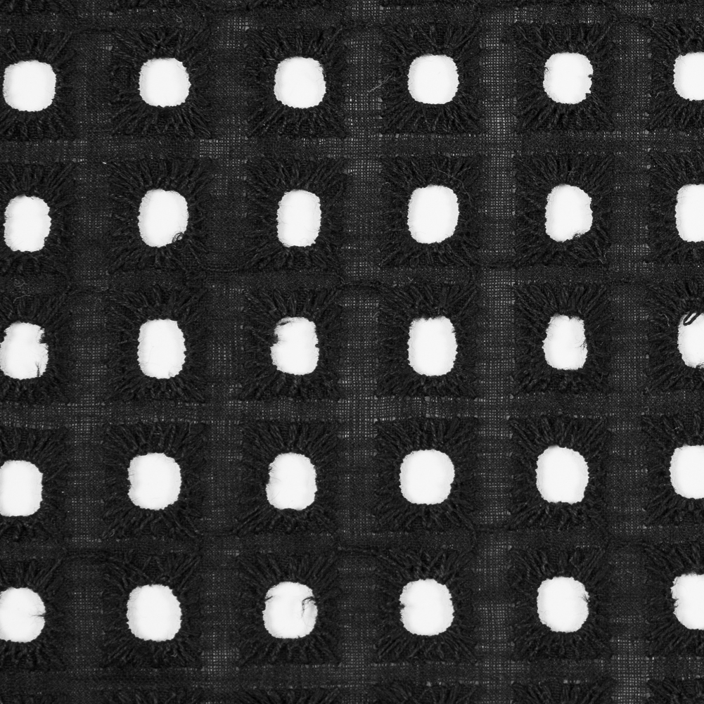 Black Rectangular Embroidered Cotton Eyelet - Detail
