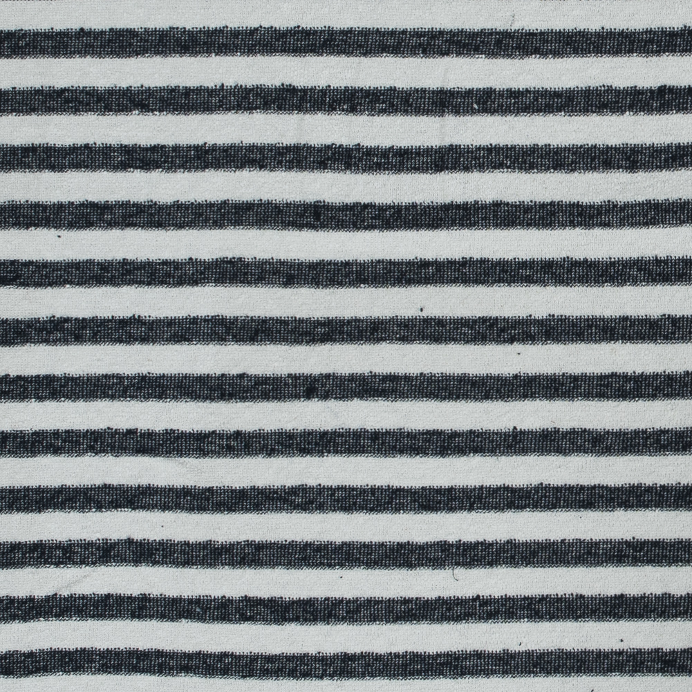Navy and White Bengal Striped Cotton Knit