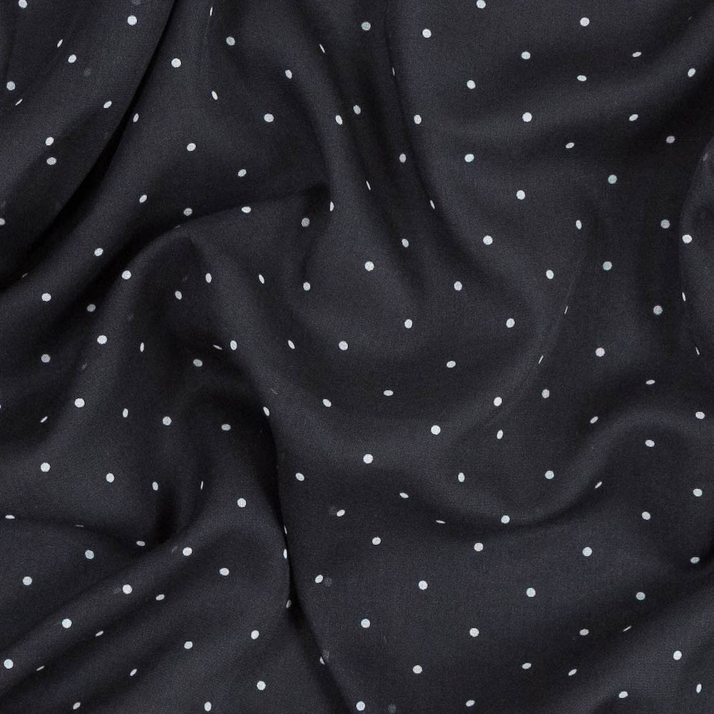 Marc Jacobs Black Cotton Voile with White Pin Polka Dots