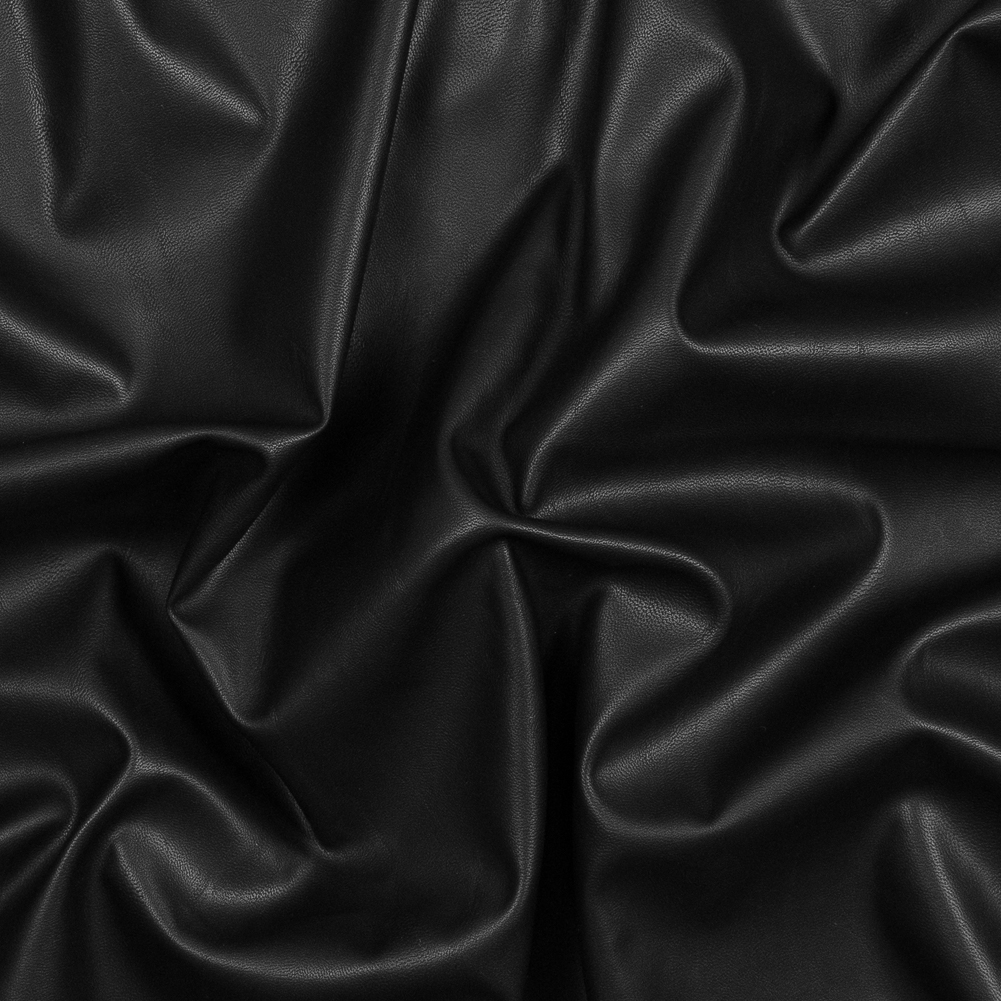 Black Stretch Faux Suede Backed Faux Leather