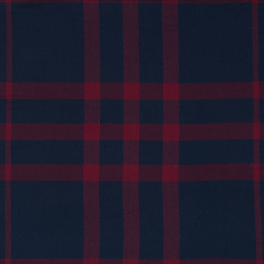 Navy and Red Plaid Double-Sided Cotton Flannel
