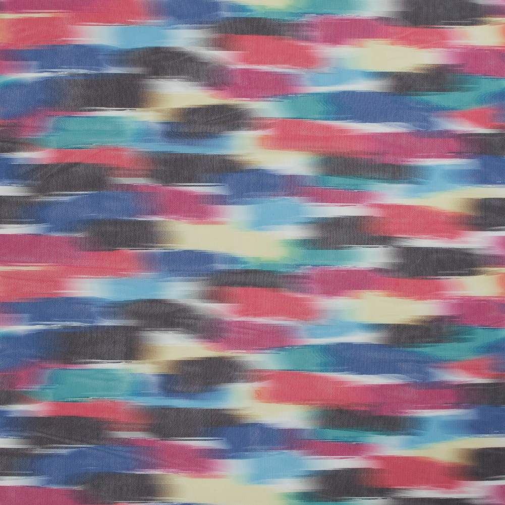 Multicolor Abstract Printed Stretch Mesh