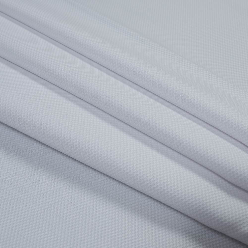 White Stretch Woven Cotton Pique - Folded