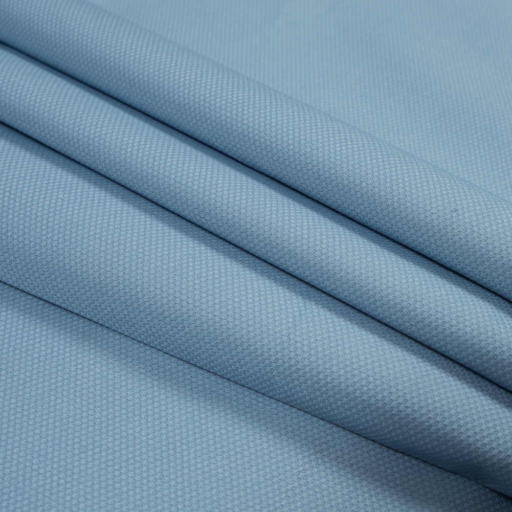 Powder Blue Stretch Woven Cotton Pique - Folded