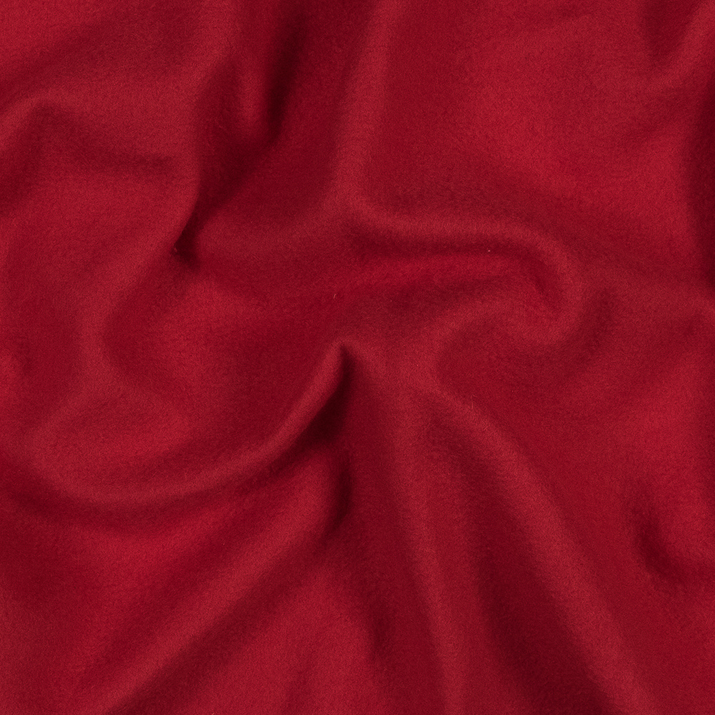 Rich Red Cotton and Polyester Brushed Fleece