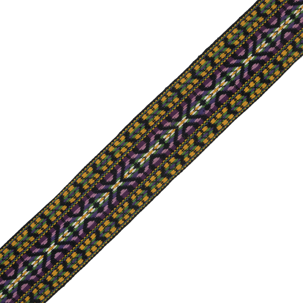 Mustard, Purple and Black Jacquard Ribbon - 2