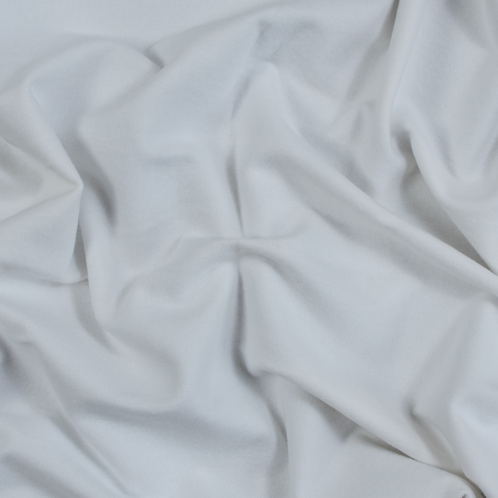 White Fleece-Backed Stretch Cotton Knit