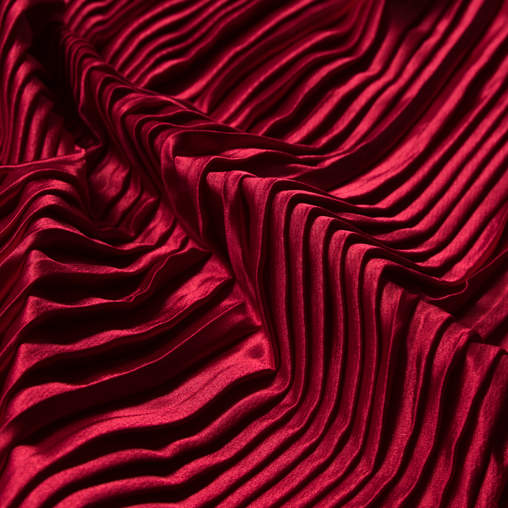 Red Pleated Stretch Satin