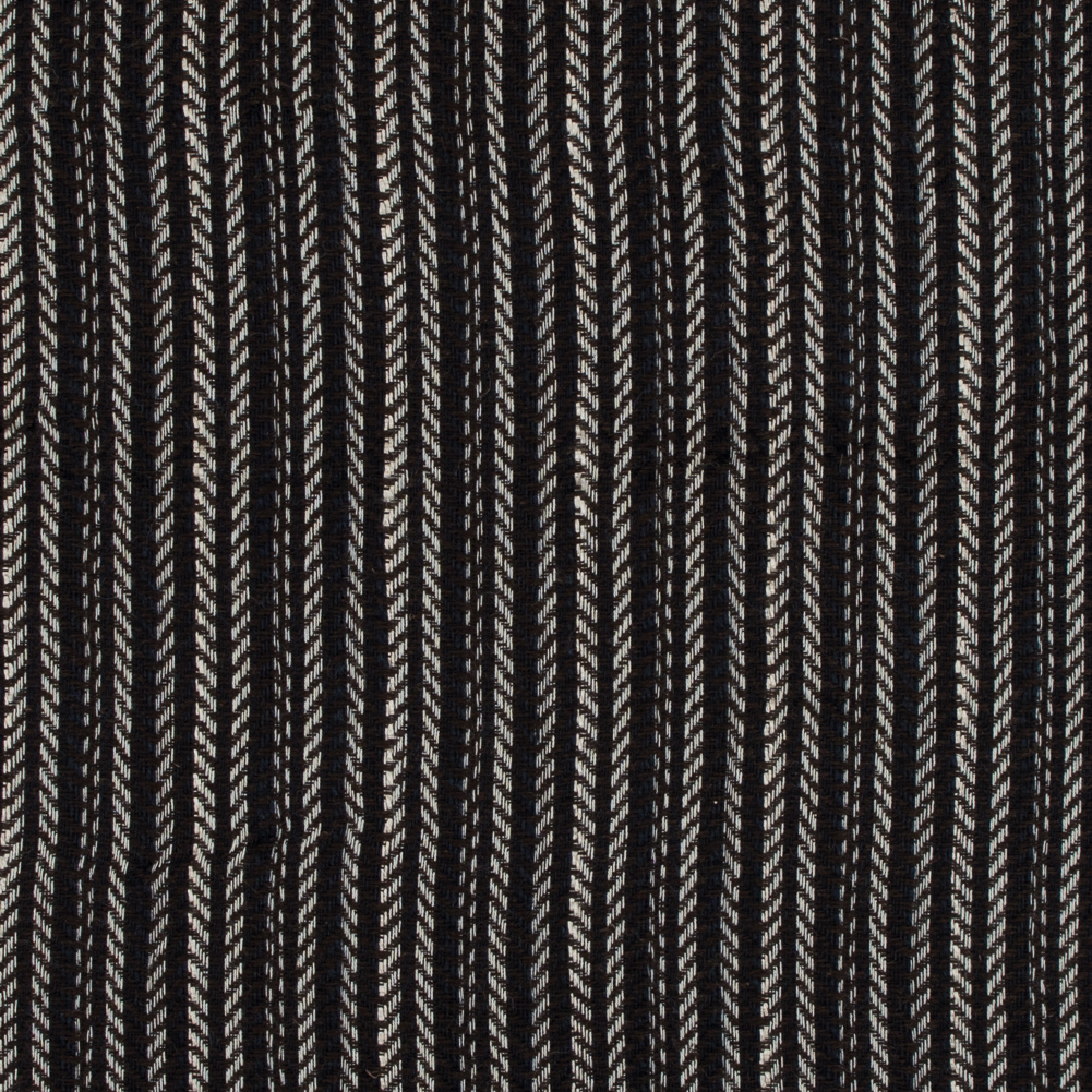 European Navy and Brown Woven Wool Herringbone Tweed