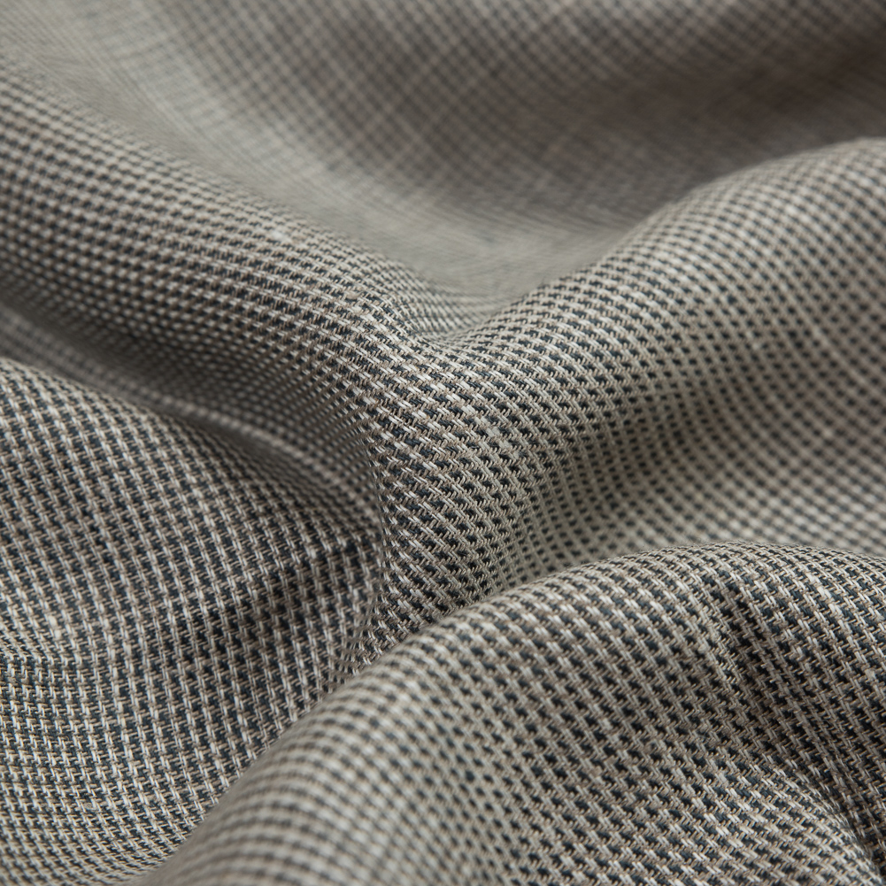 Slate Blue and Beige Nailshead Linen Woven - Detail