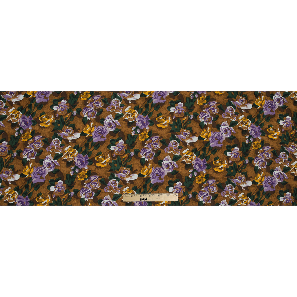 Purple and Mustard Floral Printed Linen Woven - Full
