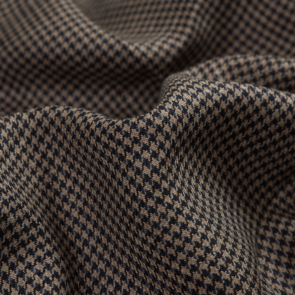 Beige and Black Houndstooth Linen Woven - Detail