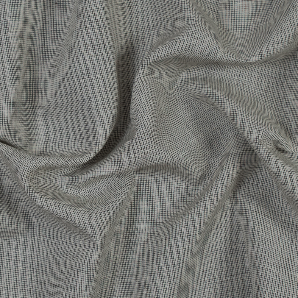 Brown and Off-White Pin Check Linen Woven
