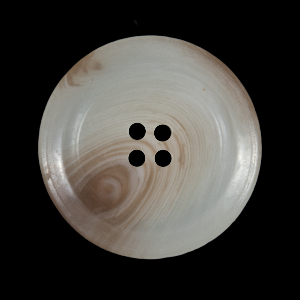 Brown and Ivory Swirled Plastic 4-Hole Button - 44L/28mm