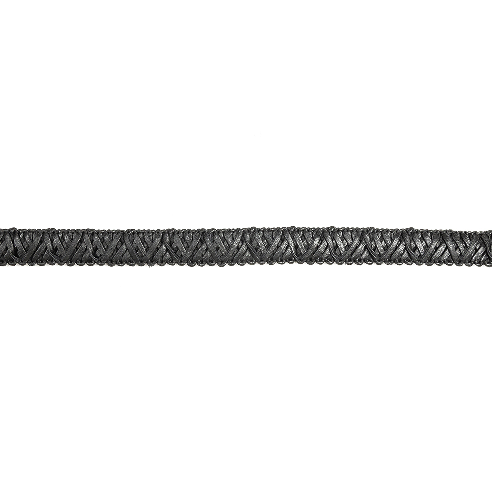 Italian Black Braided Faux Leather Trim - 0.625