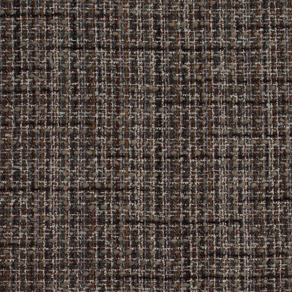 Green, Red and Gray Loosely Woven Wool Tweed