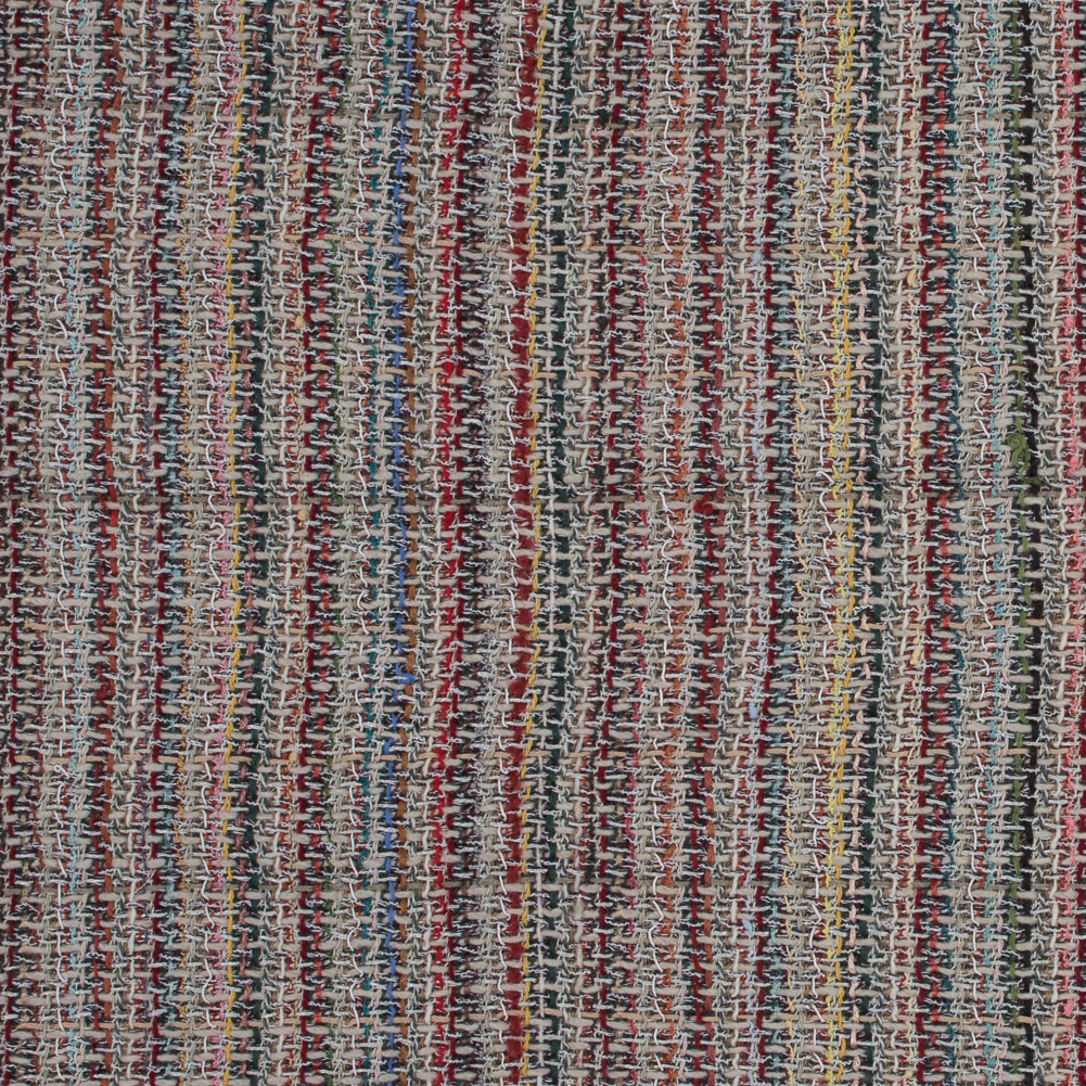 Orange and White Loosely Woven Wool Tweed