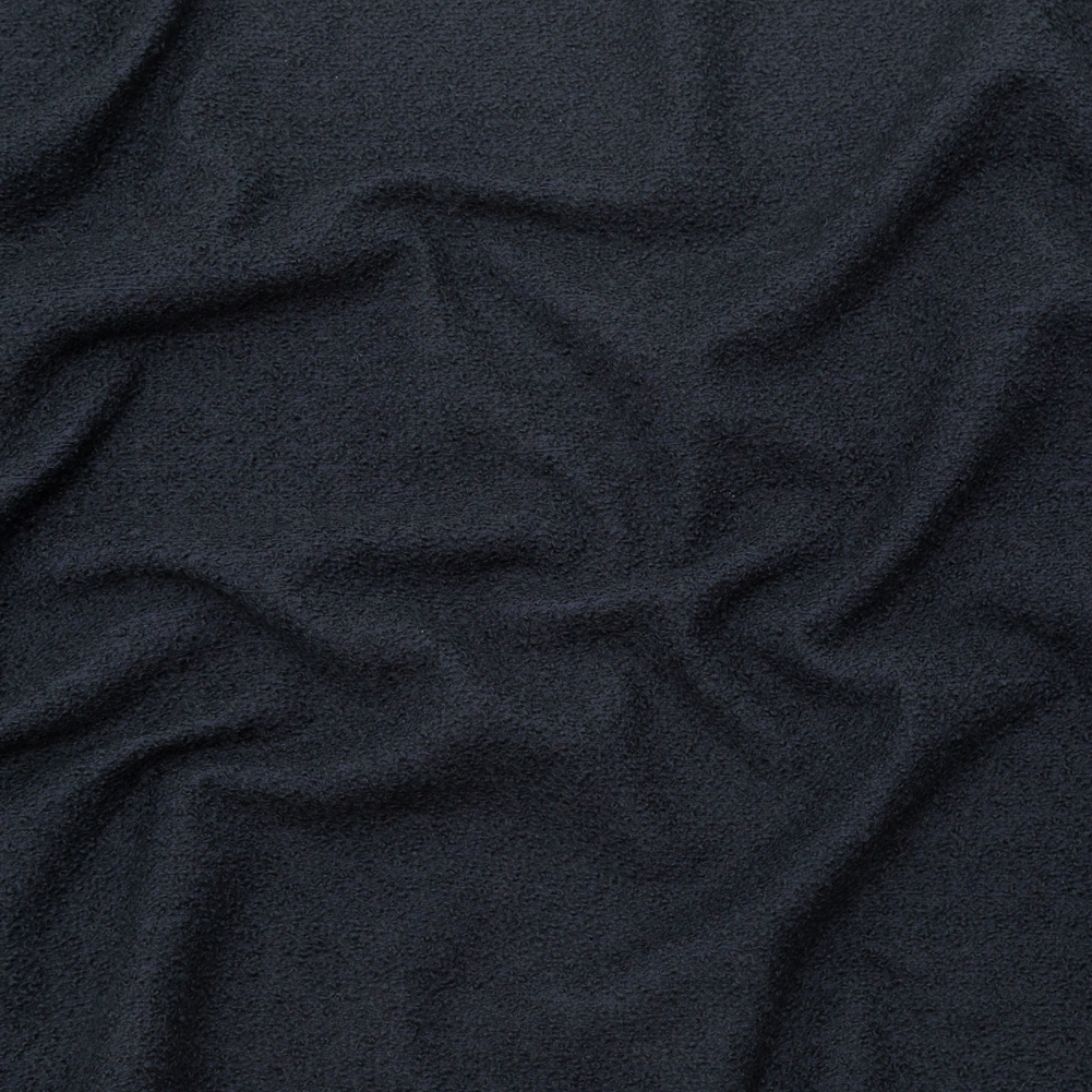 Navy Wool Boucle with a Cotton Backing