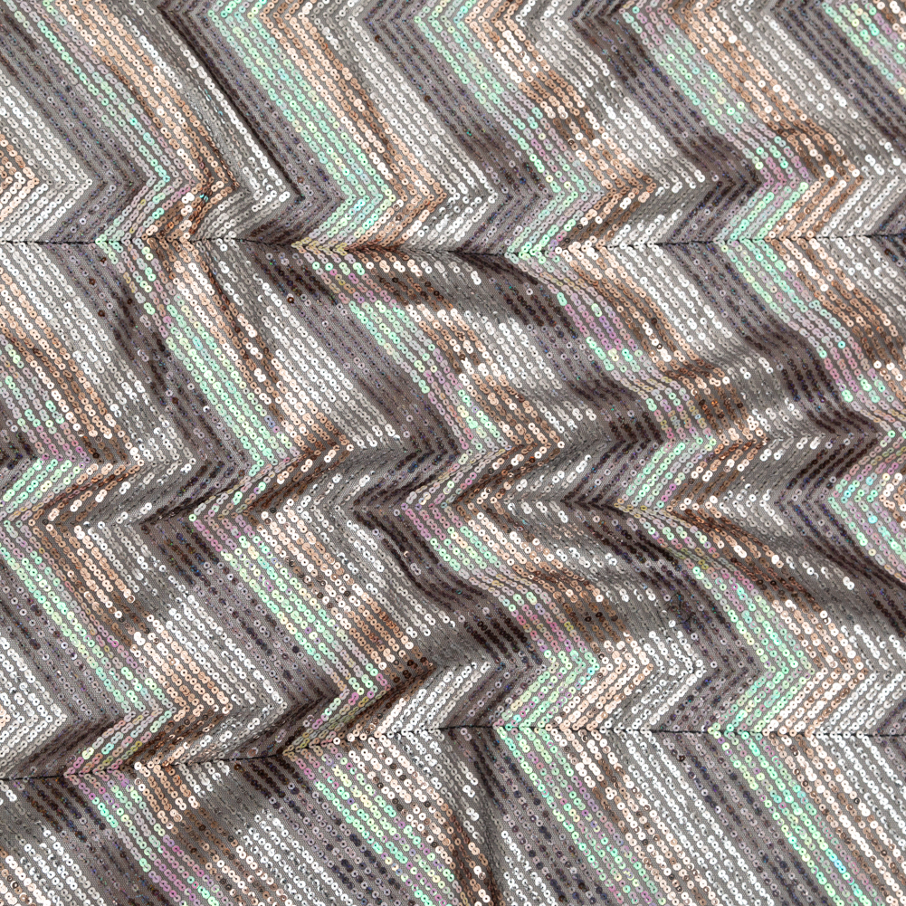 Iridescent Pink, Black, Rose Gold and Silver Zig Zag Baby Sequins