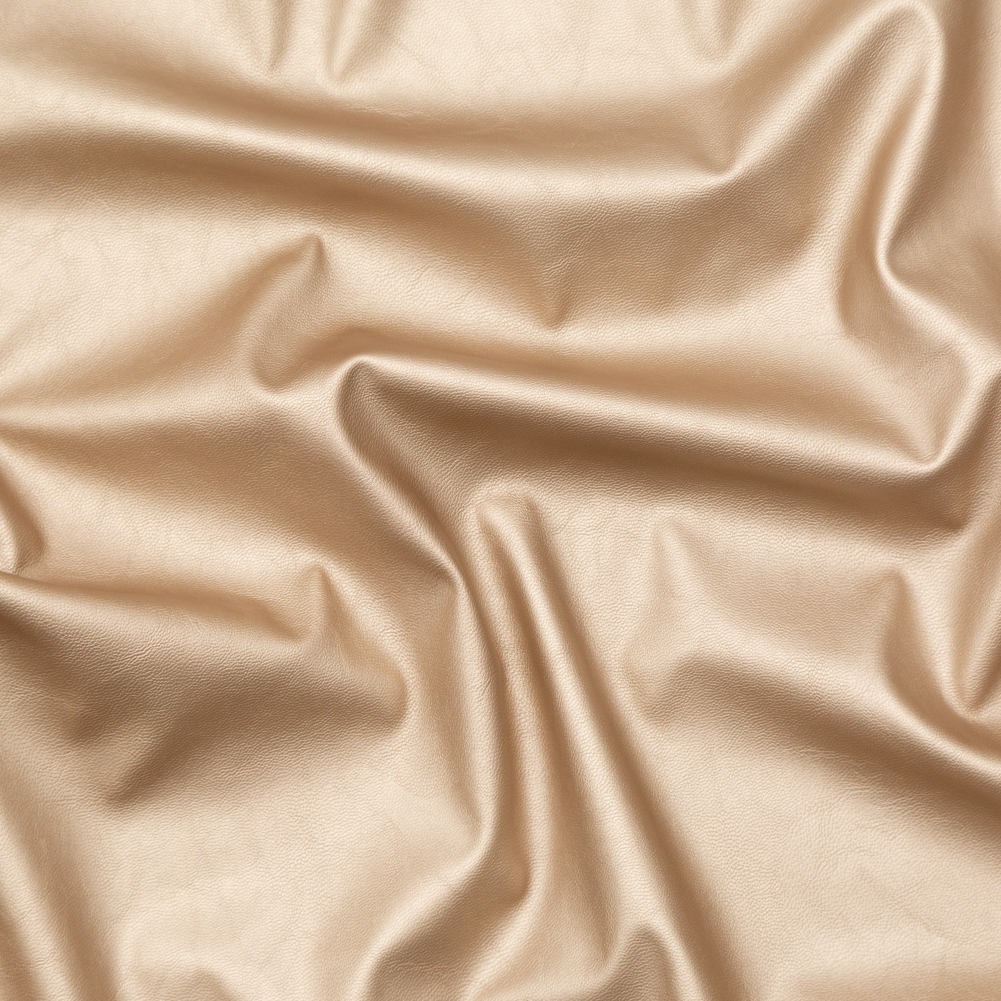 Italian Metallic Champagne Faux Leather Laminate over a Latte Stretch Faux Suede