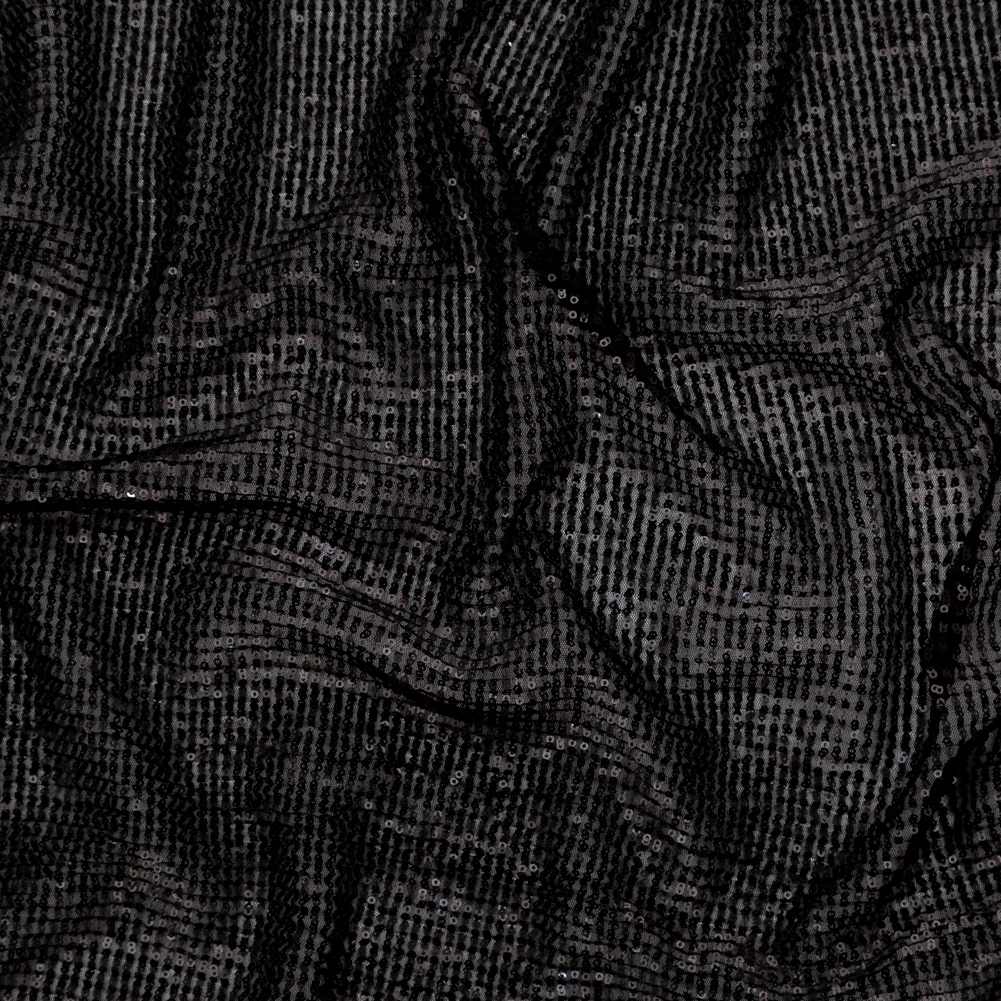 Milly Black Pleated Tulle with All-Over Baby Sequins