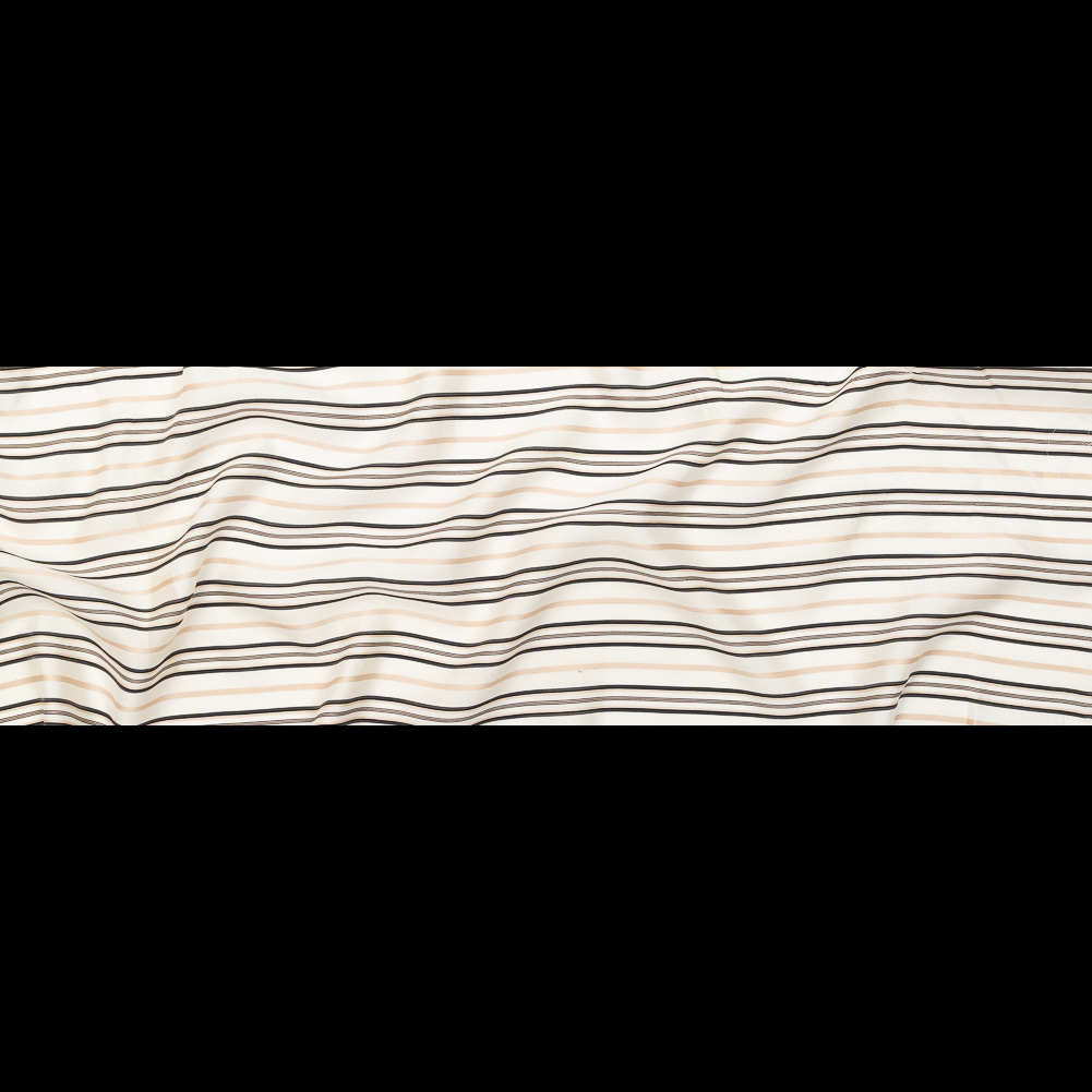 Ralph Lauren Beige, Black and Pristine Striped Silk Dobby - Full