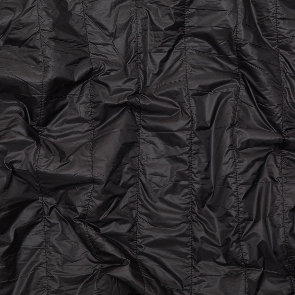 Black Rectangular Ribs Quilted Coating with Knit Backing