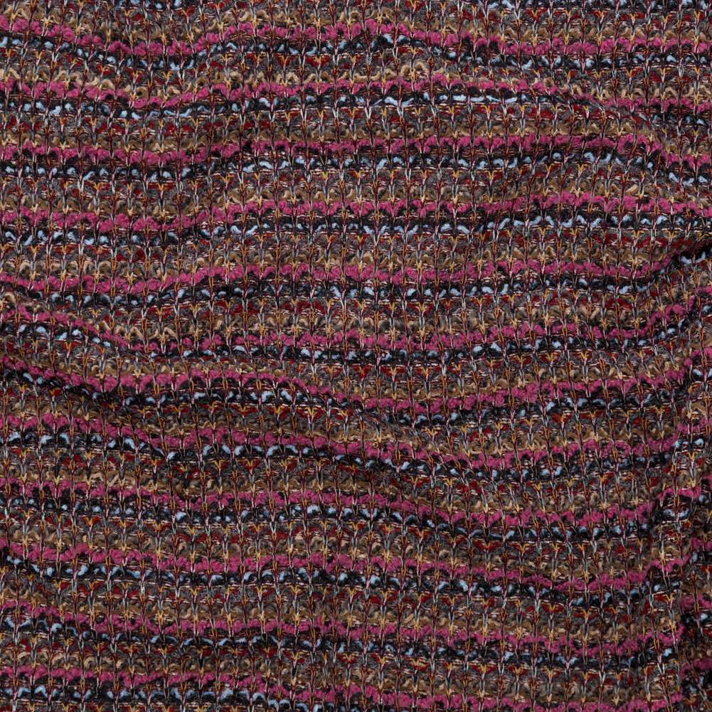 Magenta, Mustard and Navy Striped Blended Wool Knit
