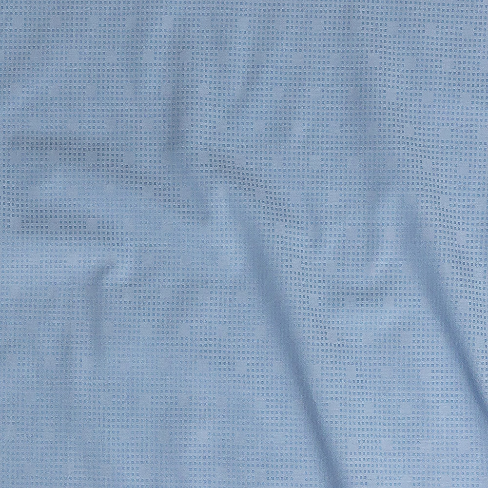 Premium Light Blue Woven Squares Jacquard Cotton Shirting