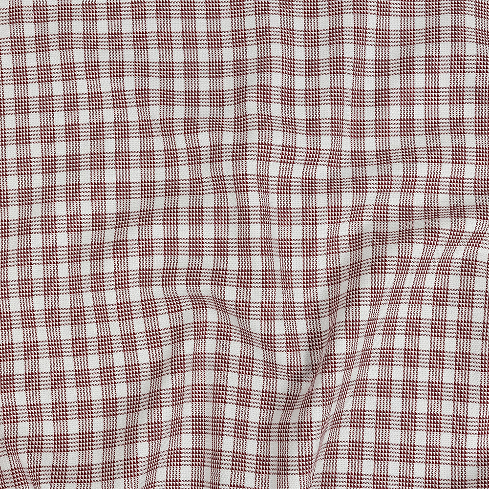 Premium Red and White Patterned Checks Dobby Cotton Shirting