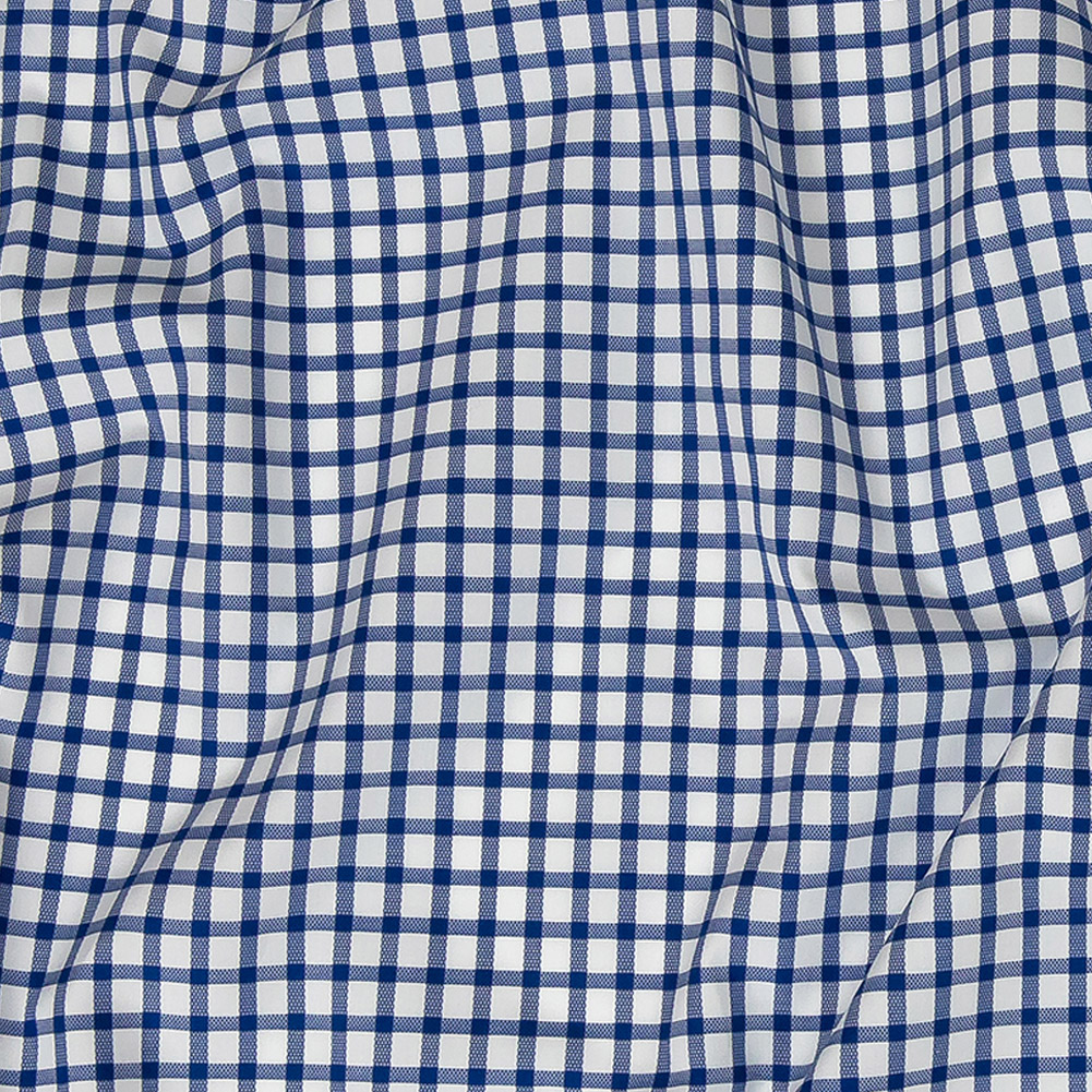 Premium Monaco Blue and White Patterned Checks Two-Ply Cotton Shirting