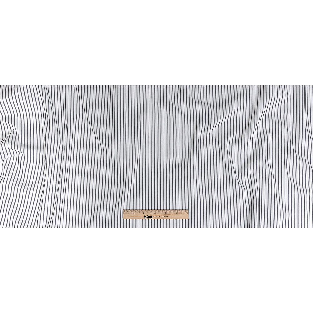 Premium Black and White Pencil Striped Wrinkle Resistant Twill Cotton Shirting - Full