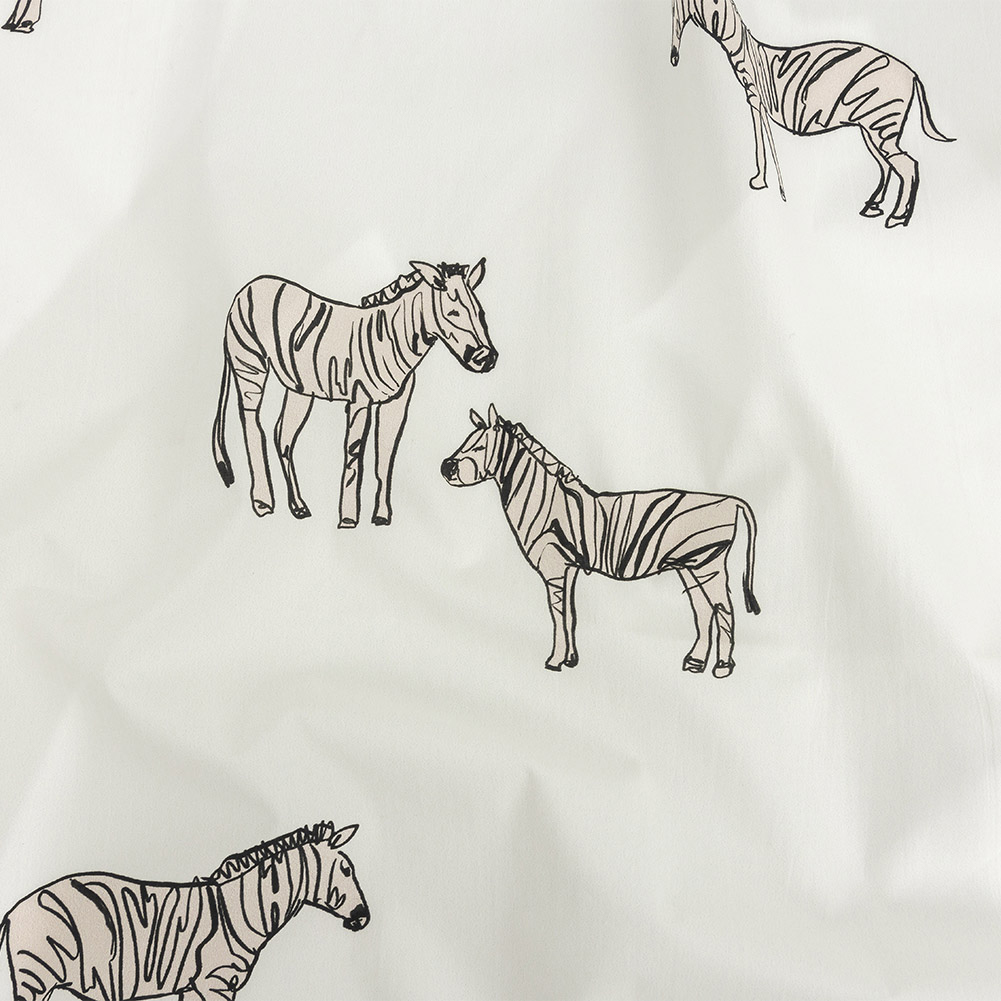 Mood Exclusive White Zany Zebras Cotton Poplin