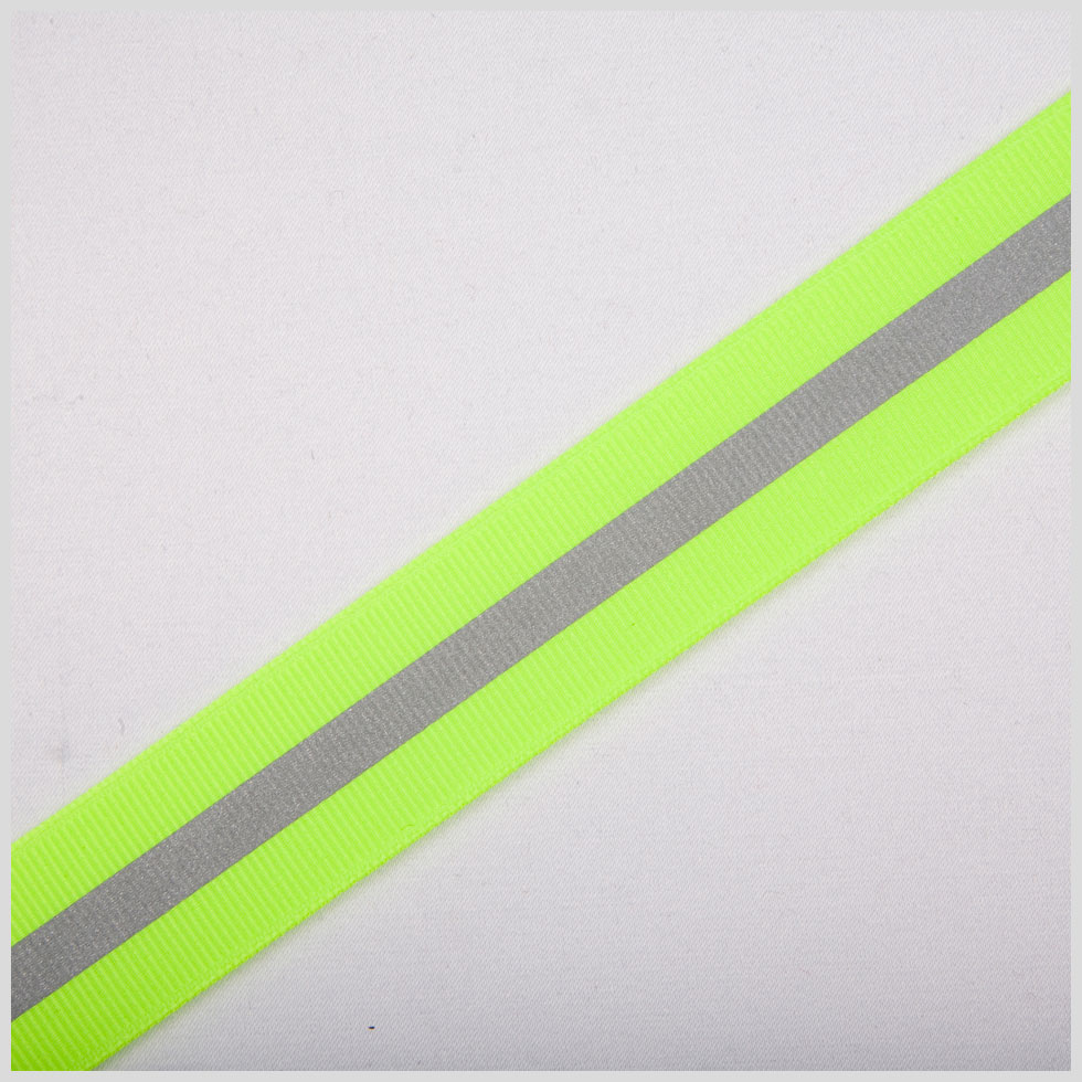 Neon Lime Reflective Grosgrain Ribbon