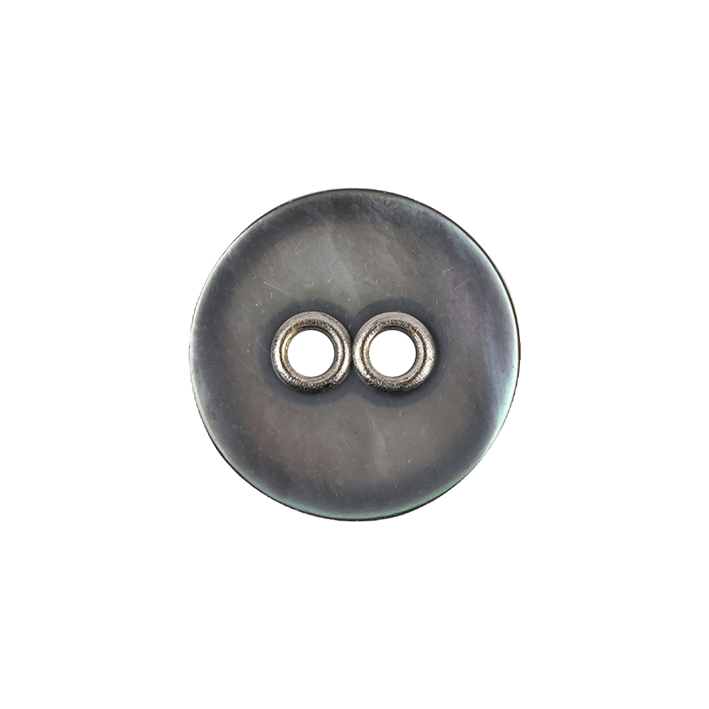 Imported Gray Mother of Pearl and Metal 2-Hole Laser Cut Shell Button - 32L/20mm